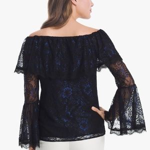 WHBM OFF-THE-SHOULDER LACE TOP